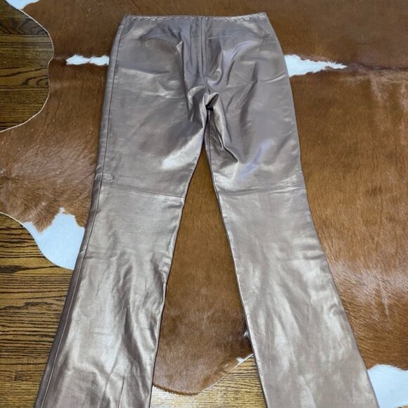 CACHE Metallic Copper Bronze Brown Leather Pants Size 10 Y2K Festival - Picture 3 of 12